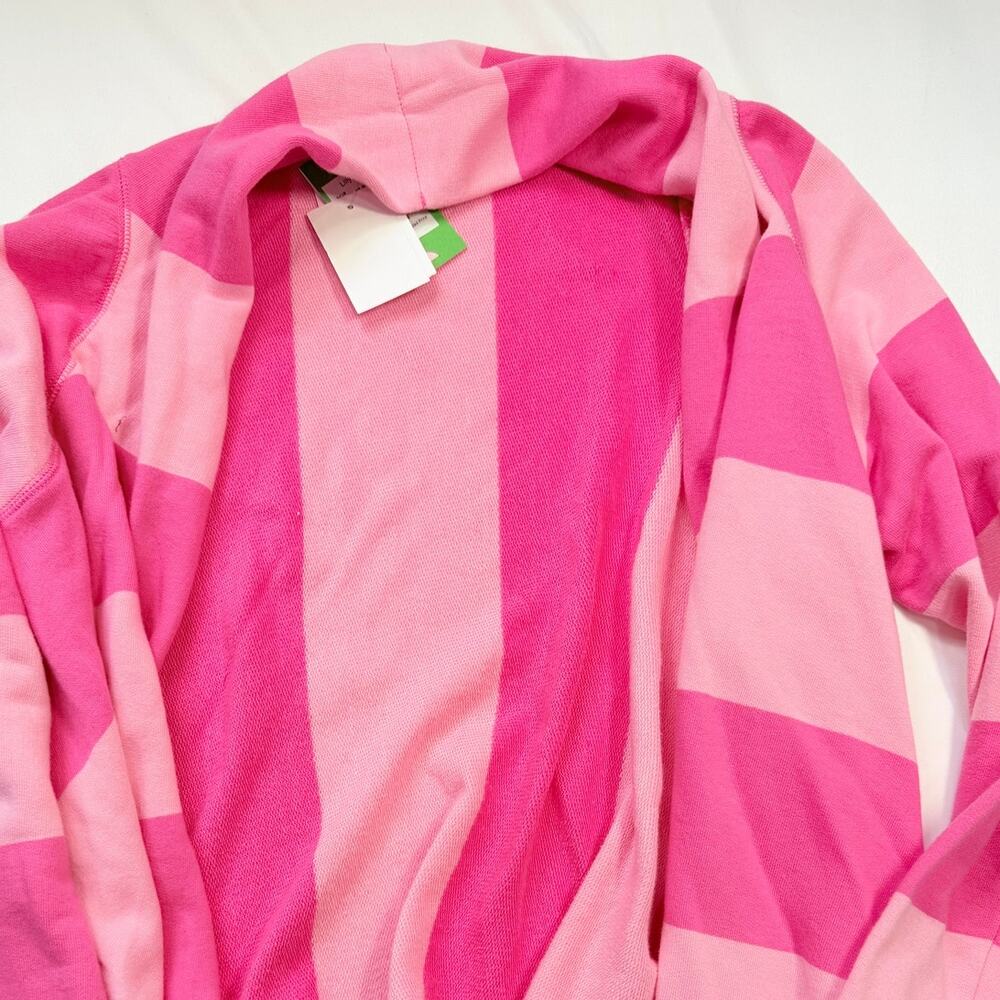 Lilly Pulitzer Norma Fleece Wrap Stripe Cardigan Pink NWT Medium Preppy Cozy - Picture 5 of 13